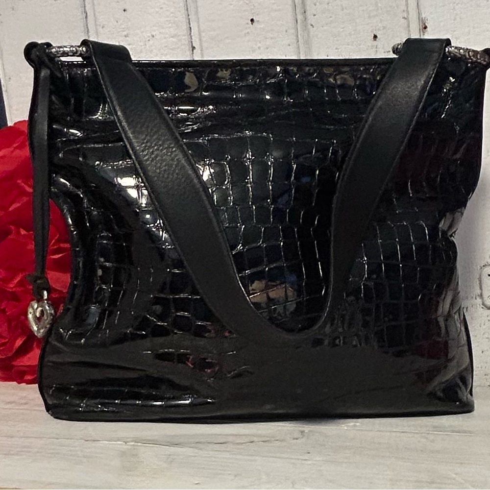 Brighton Black Croc-Embossed Shoulder Bag Authentic , Cher Hobo Bag